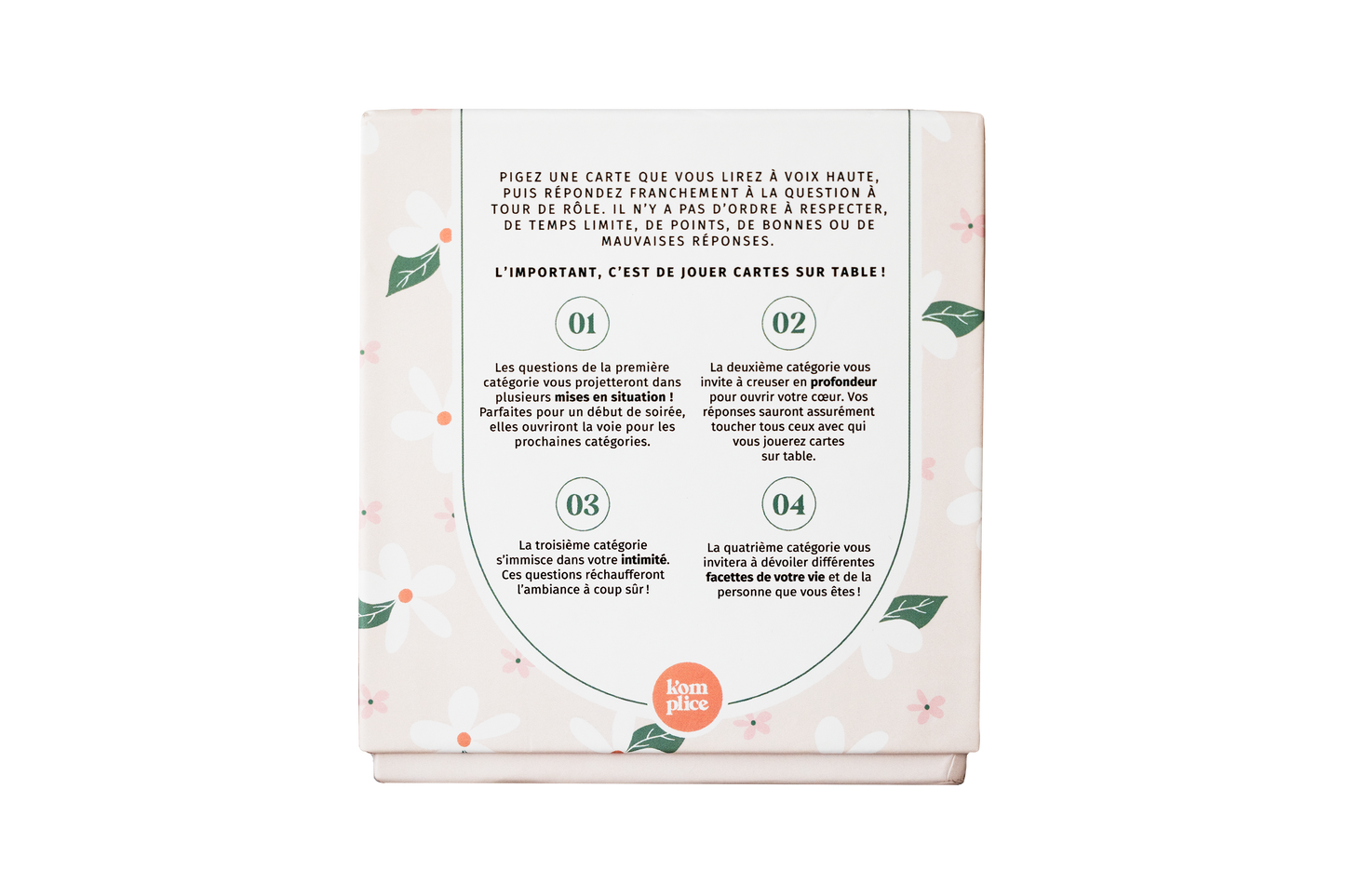 Jeu de discussions CARTES SUR TABLE