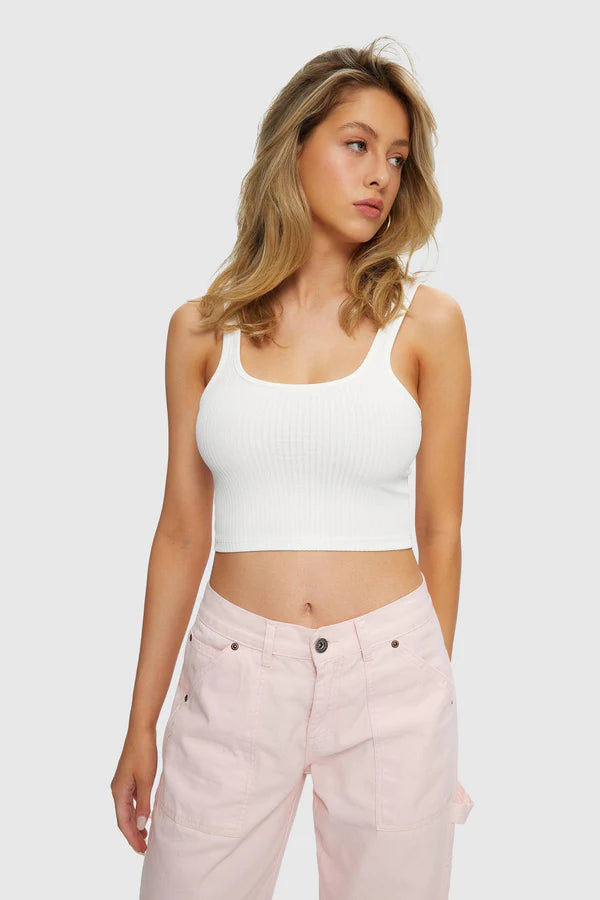 Camisole côtelée blanche