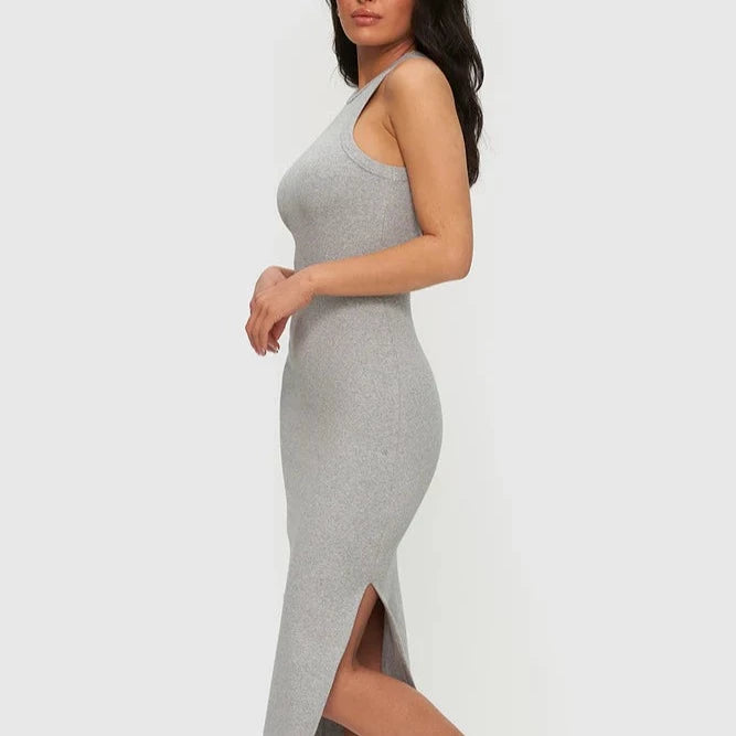 Gray ribbed dress