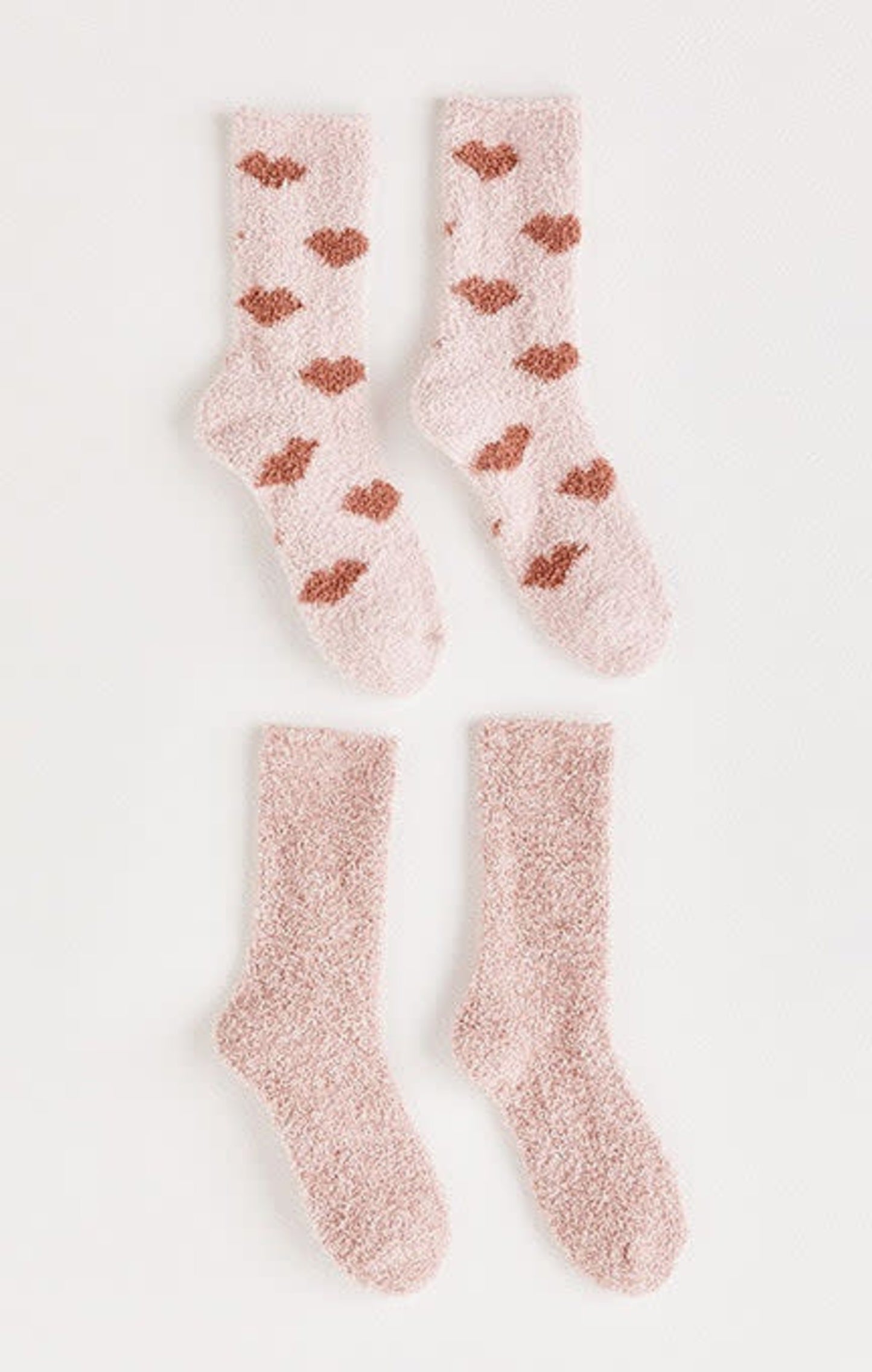 Bas en peluche ROSE & CŒUR (2 paires)
