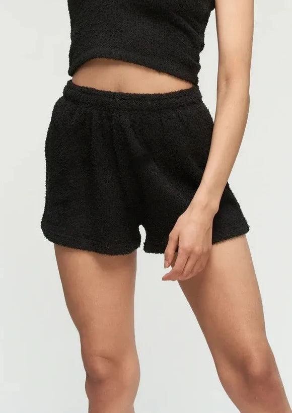 Black Plush Shorts