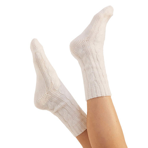 2 paires de bas à câble BLANC ET GRIS