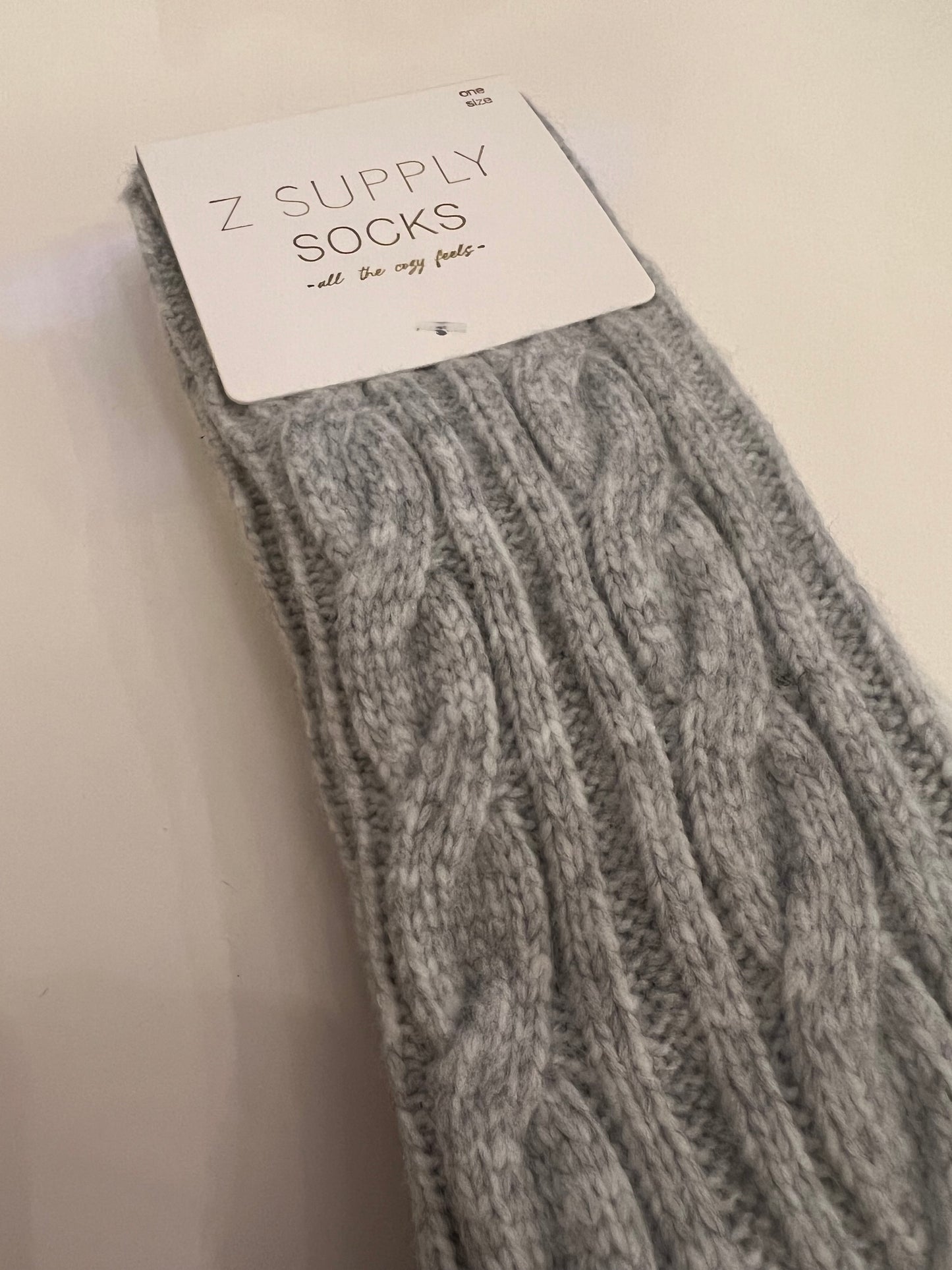 2 paires de bas à câble BLANC ET GRIS