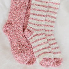 Bas en peluche LIGNES ET ROSE