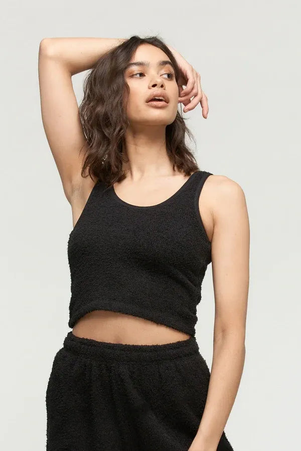 Crop top en peluche noir