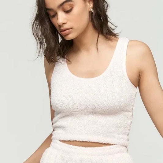Crop top en peluche perle rose
