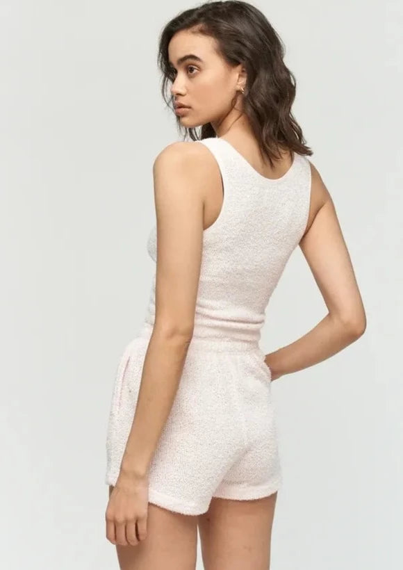 Short en peluche perle rose