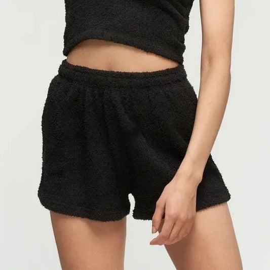 Short en peluche noir