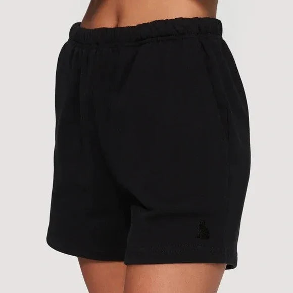 Black fleece cotton shorts